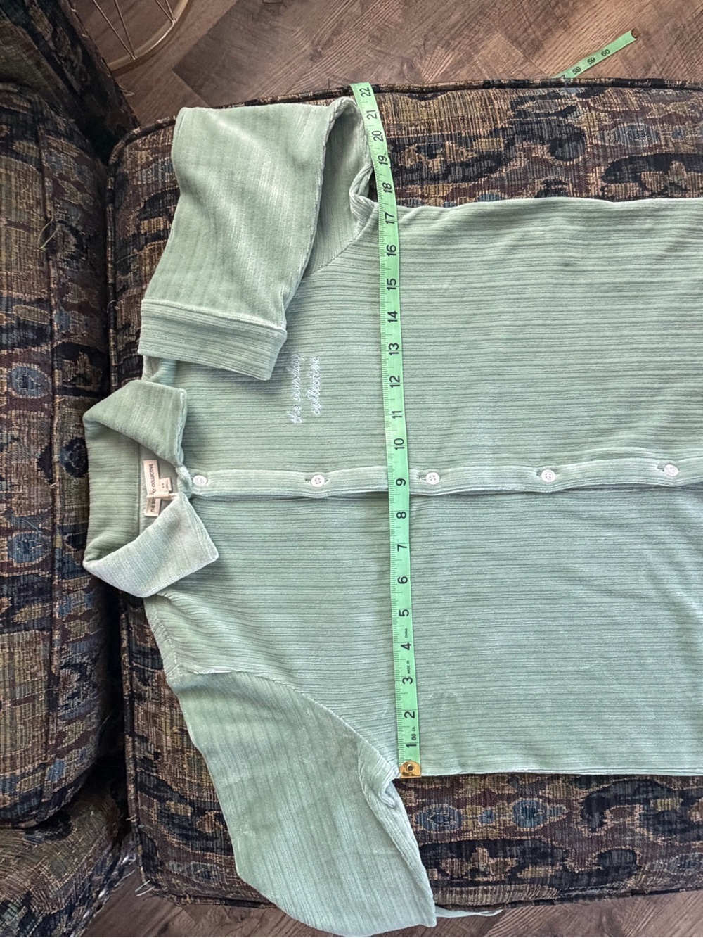 The Sunday Collective Ribbed Button Front Shirt Green Bay 8-9Y NWT Portugal - Picture 4 of 7